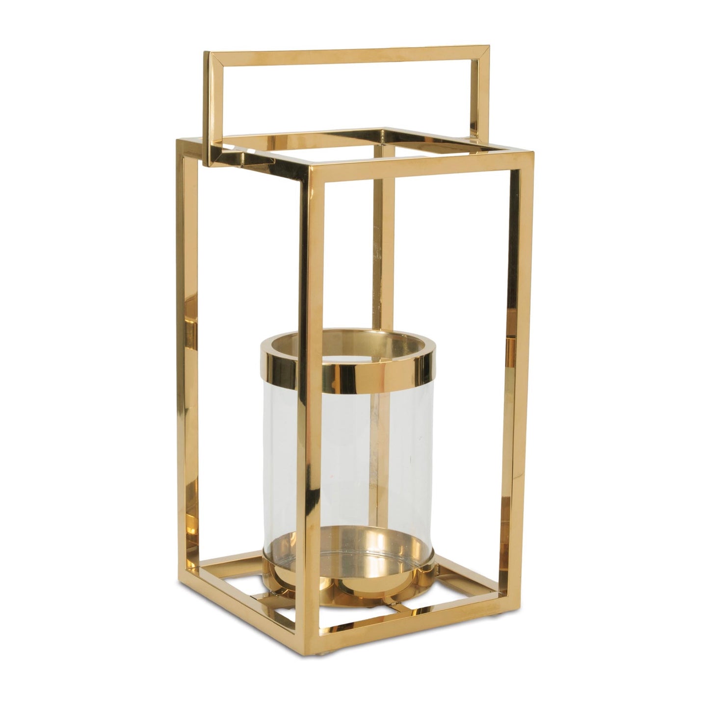 Stainless Steel Box Lantern with Glass Insert 19"H