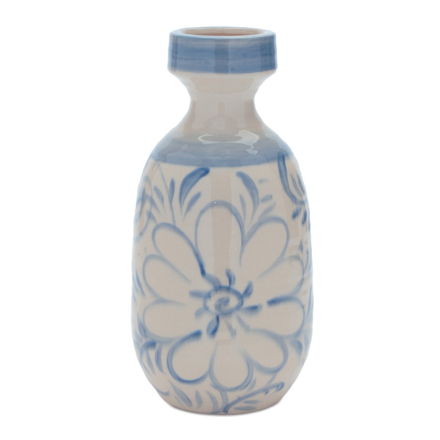 Floral Stoneware Vase 11"H