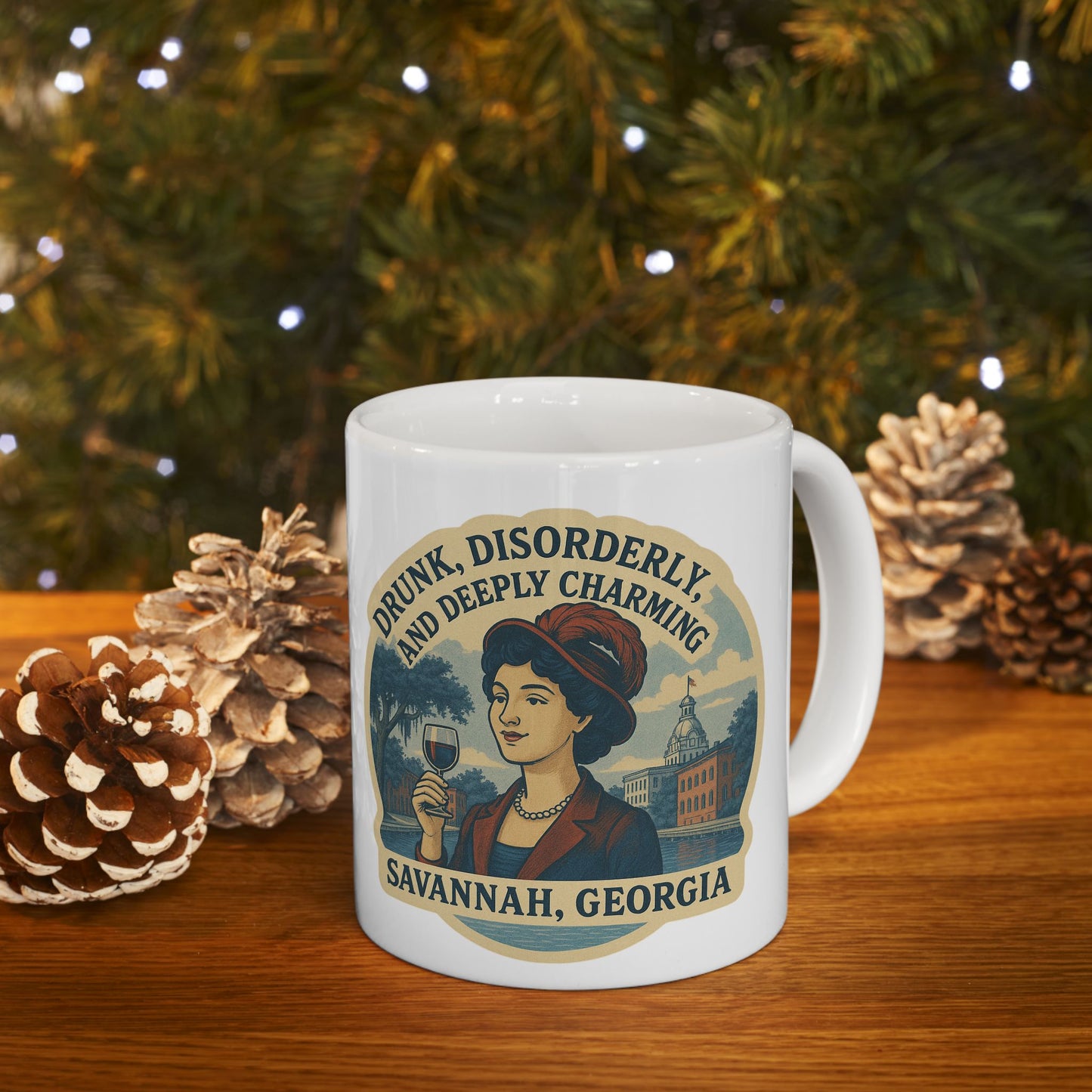 Drunk Disorderly & Charming Ceramic Mug with colorful designs, great for gifting on holidays, birthdays, or special occasions