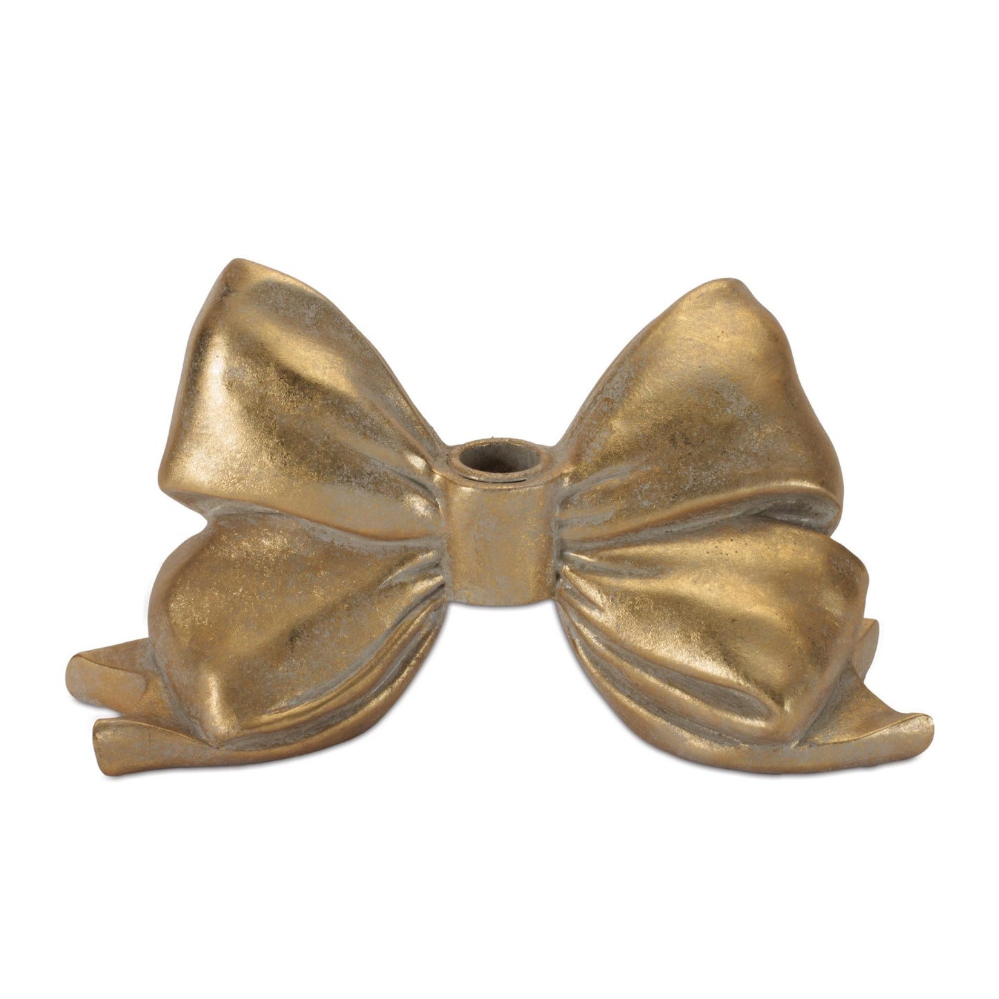 Sculpted Bow Taper Candle Holder 5"H