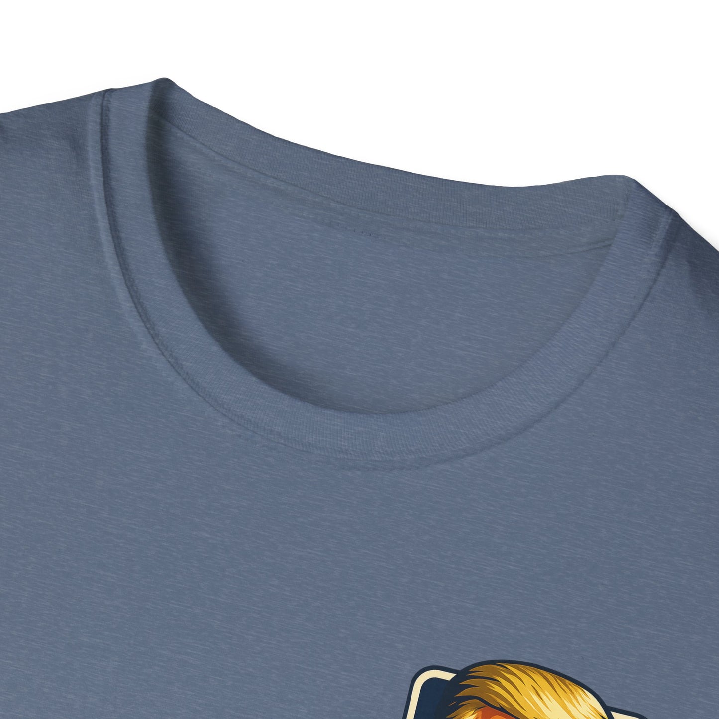 Closeup of Trump You Missed T-Shirt novelty political grey color graphic tee by A Coastal Christmas