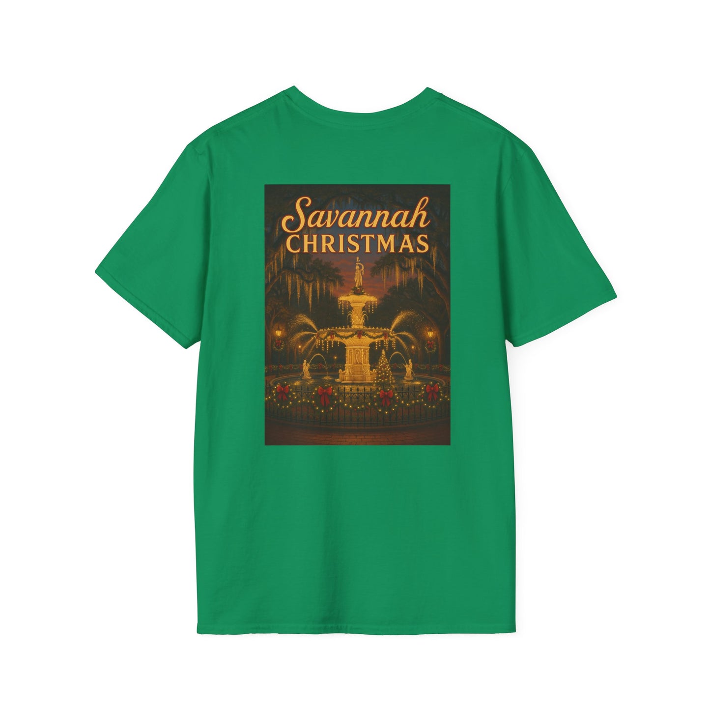 Green unisex t-shirt Savannah holiday design by A Coastal Christmas