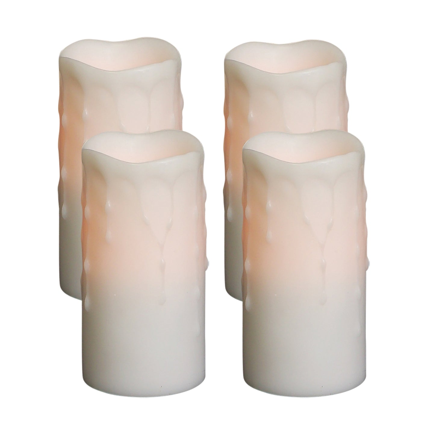 LED Dripping Wax Pillar Candles (Set of 4) 6"H