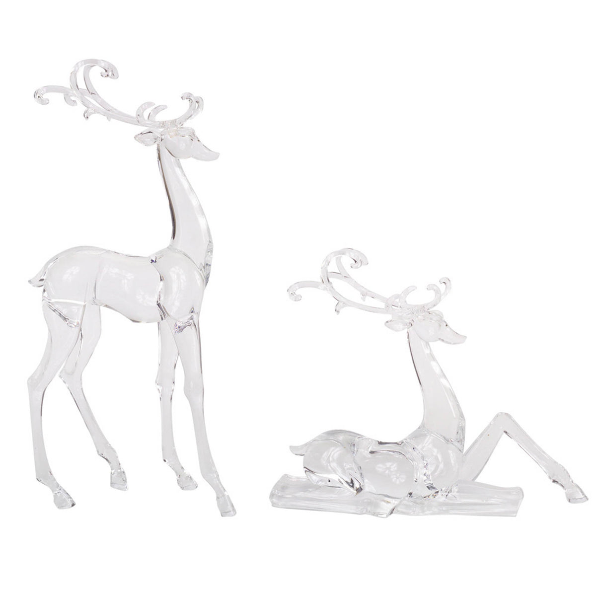 Modern Clear Acrylic Holiday Deer Figurine (Set of 2)