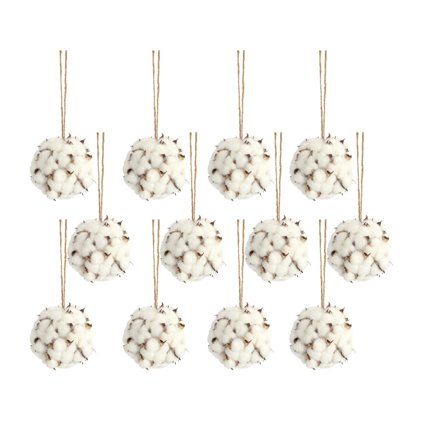 Cotton Orb with Twine Hanger (Set of 12)