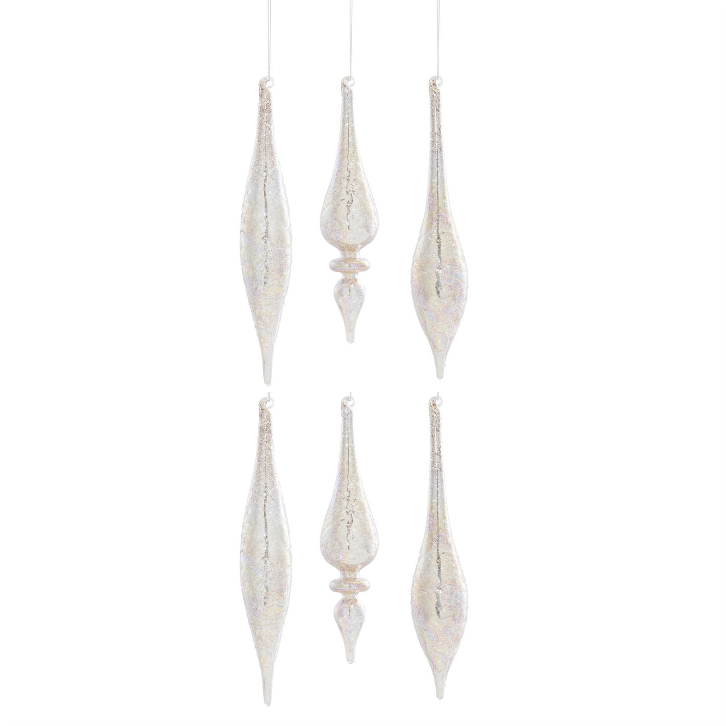 Champagne Jeweled Glass Drop Ornament (Set of 6)