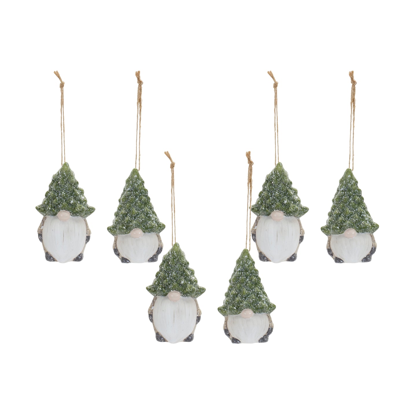 Terra Cotta Gnome with Pine Tree Hat Ornament (Set of 6)