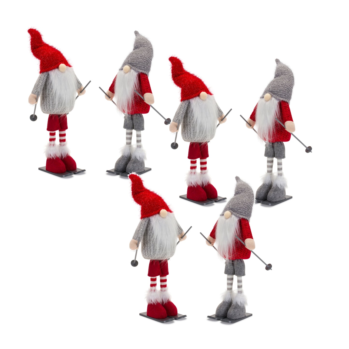 Plush Standing Gnome Skier (Set of 6)