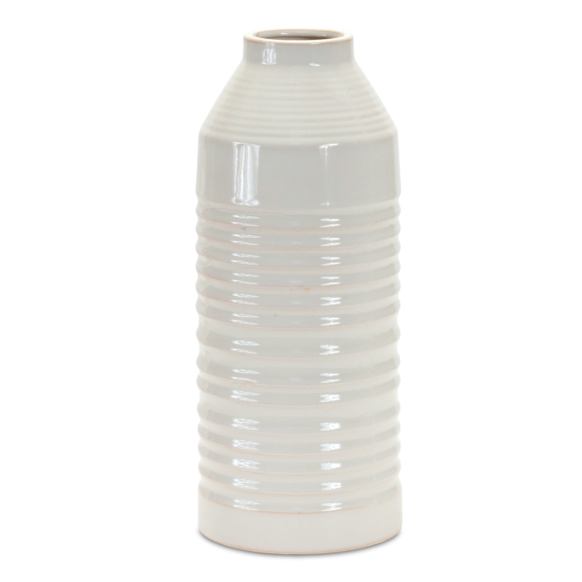Modern Ribbed Terra Cotta Vase 14"H