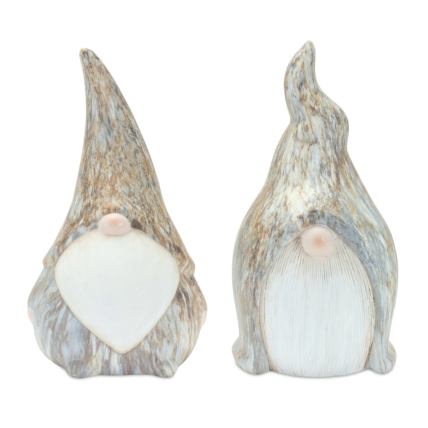 Modern Terra Cotta Gnome Figurine with Marble Finish (Set of 2) 10.5"H, 11"H