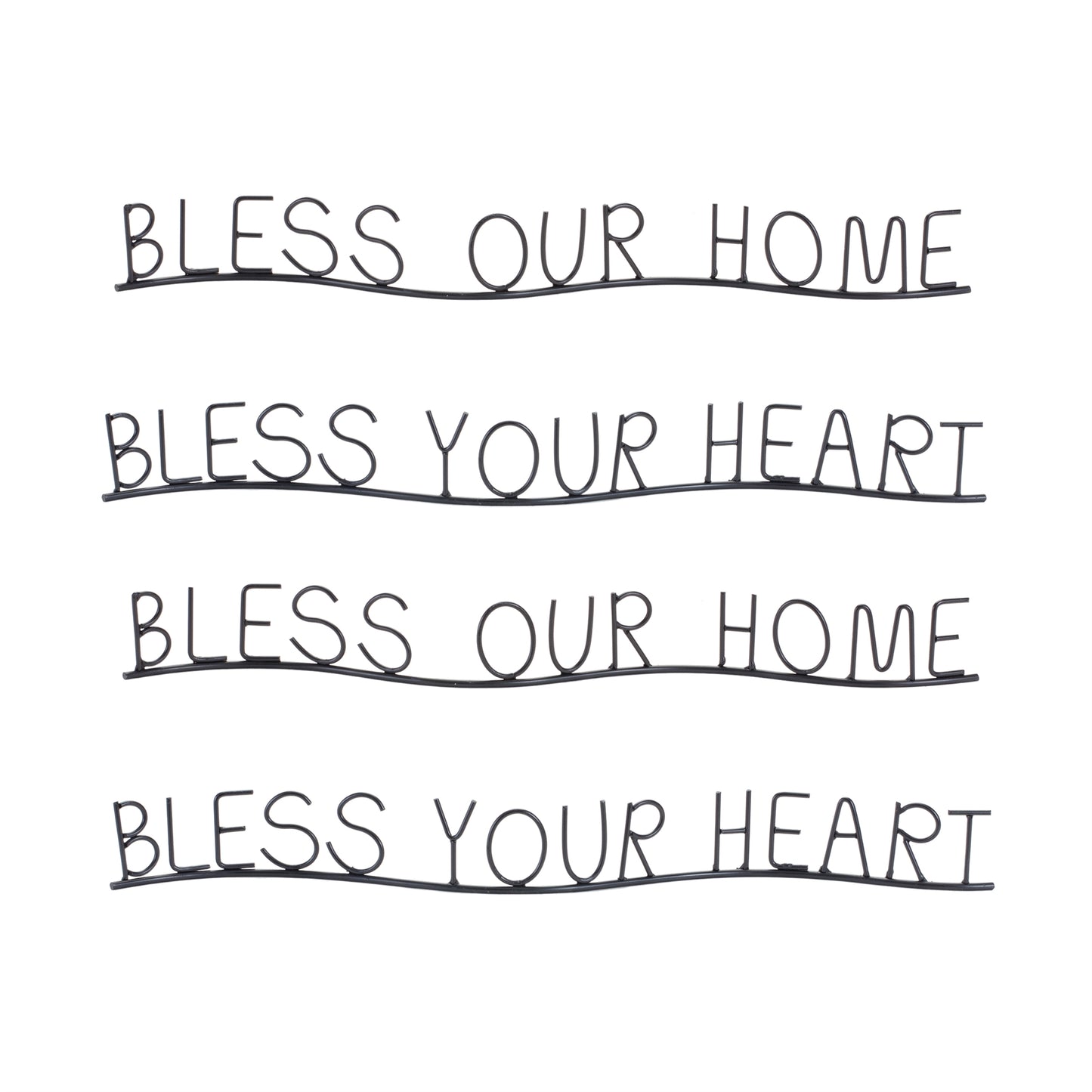 Bless Our Home and Heart Sentiment Decor (Set of 4)