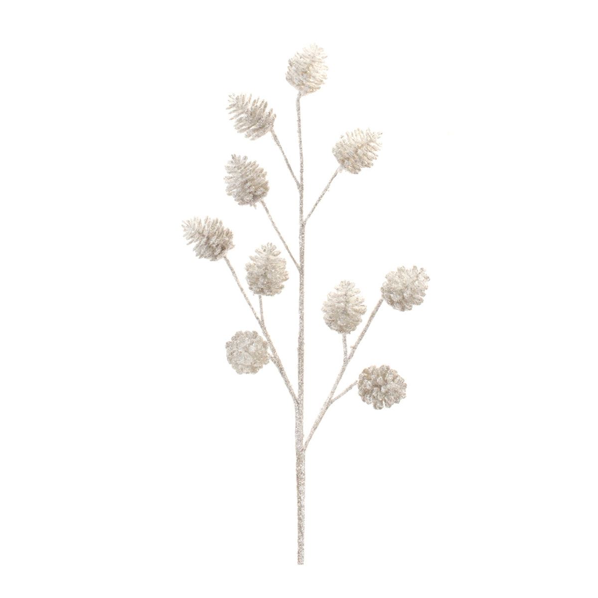 Glittered Silver Pinecone Spray (Set of 6)