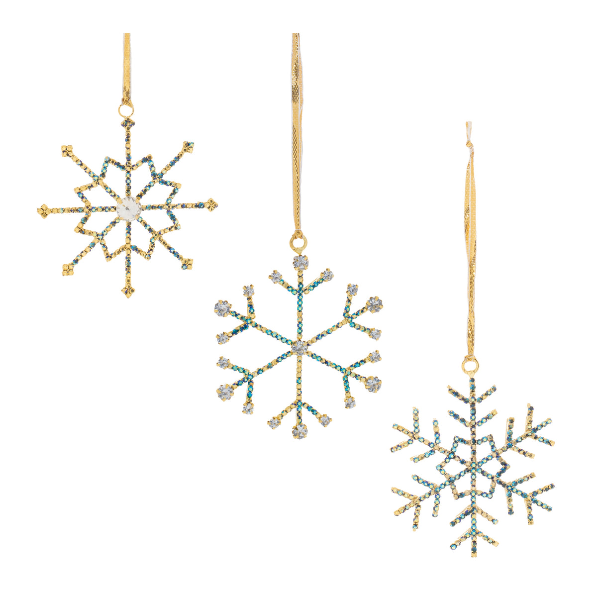Jeweled Metal Snowflake Ornament (Set of 12)