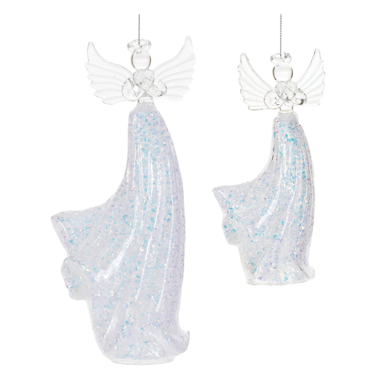 Iridescent Glass Angel Ornament (Set of 6)