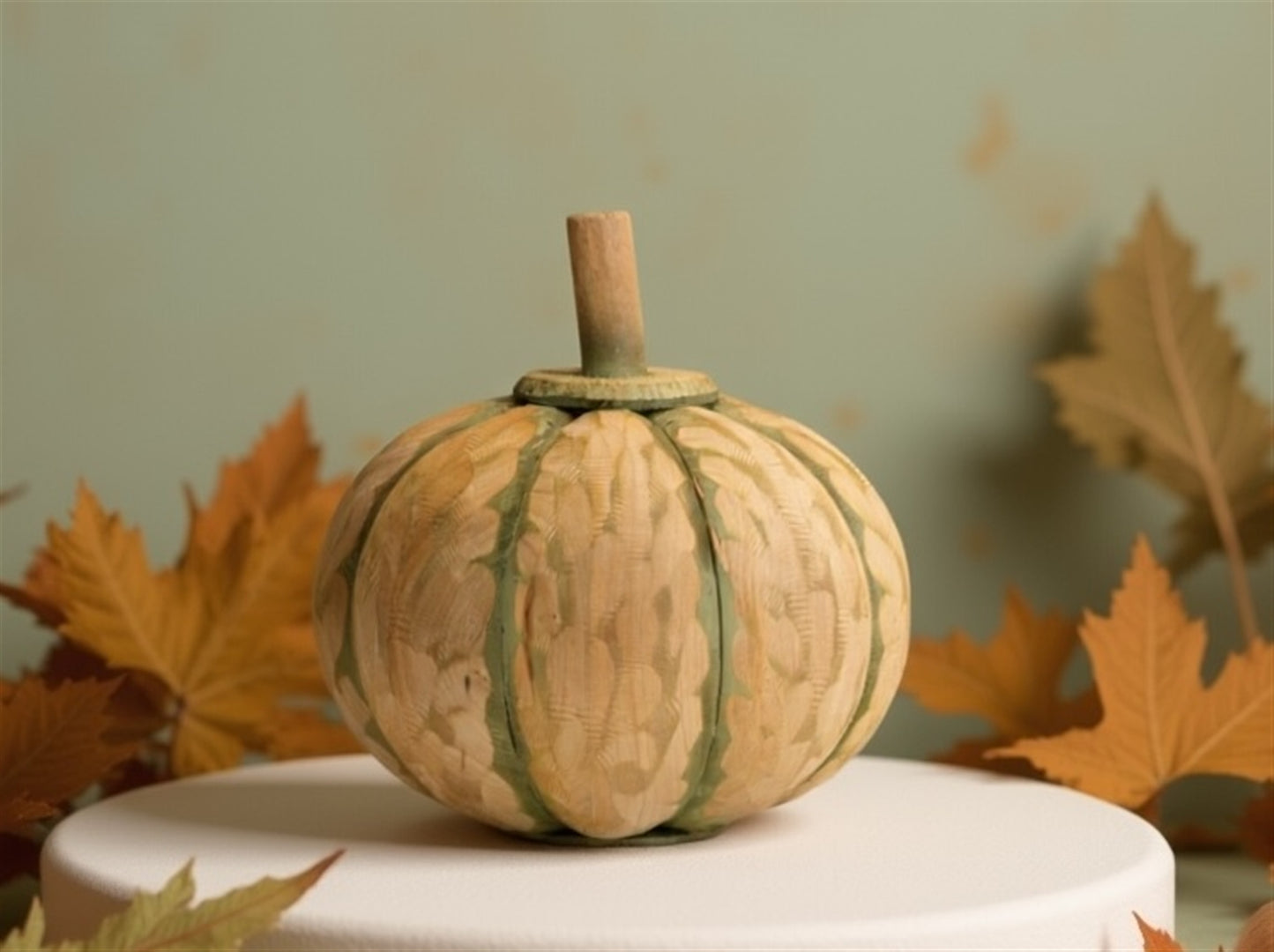 Carved Fir Wood Pumpkin Decor (Set of 2)