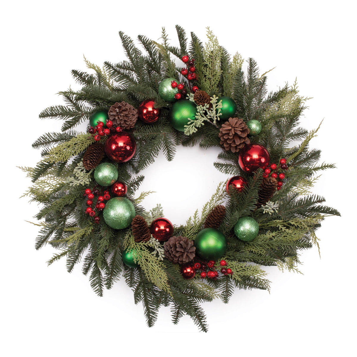 Mixed Pine Ornament and Pincone Wreath 28"D