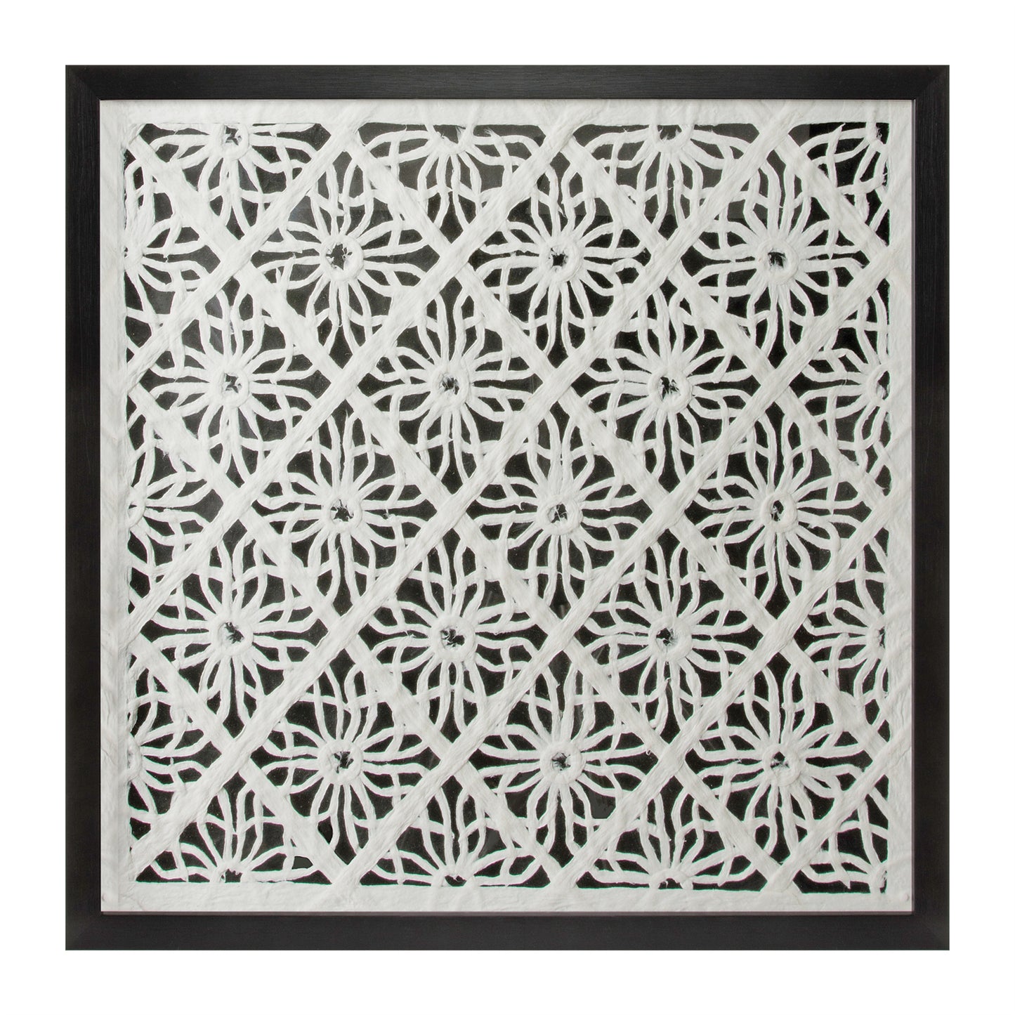 Framed Floral Wall Decor Under Glass 19.5"SQ