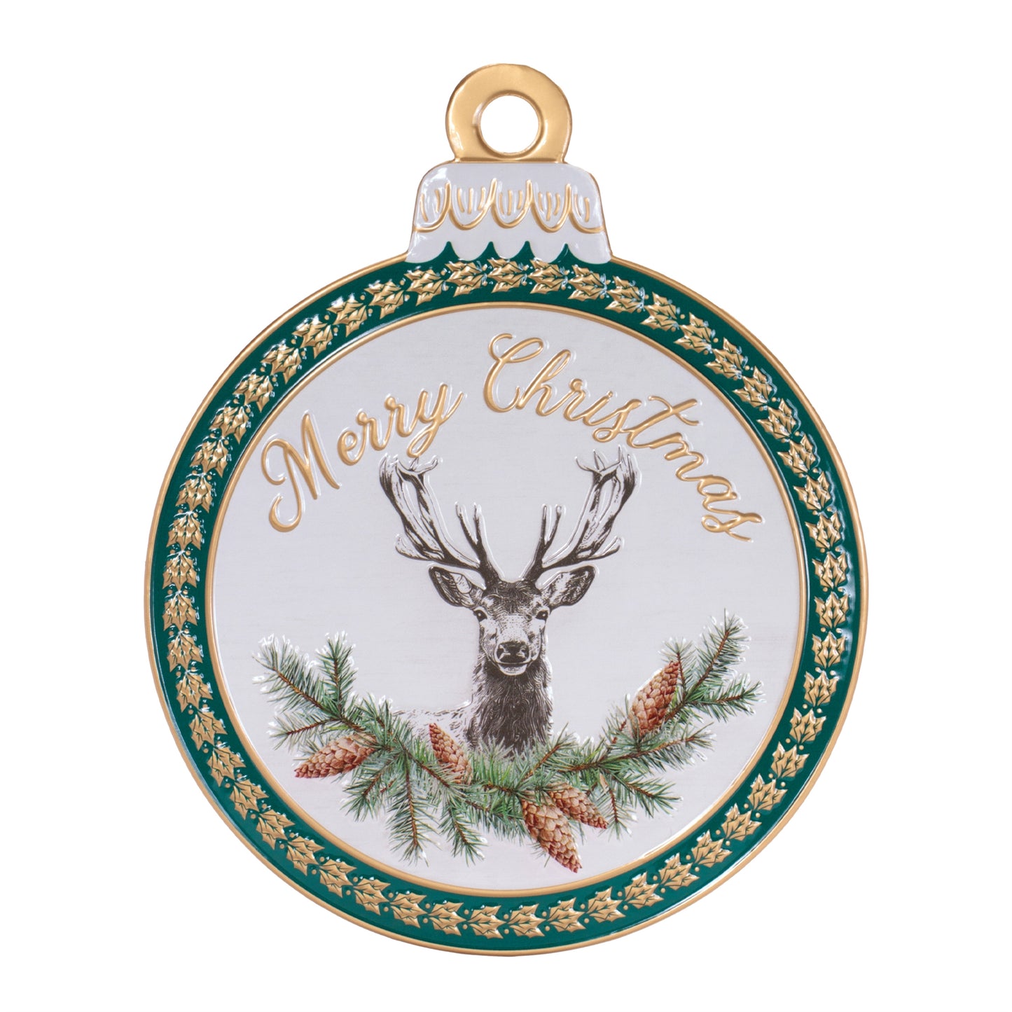 Merry Christmas Deer Ornament Wall Sign 15"H