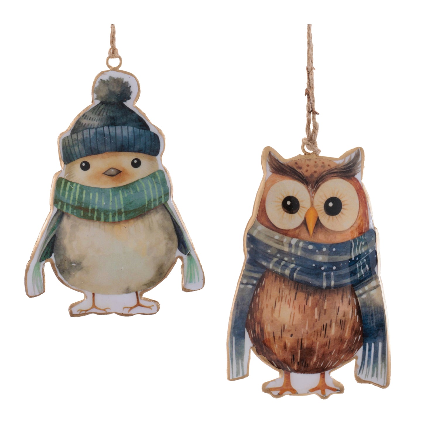Iron Winter Owl and Bird Ornament (Set of 6)