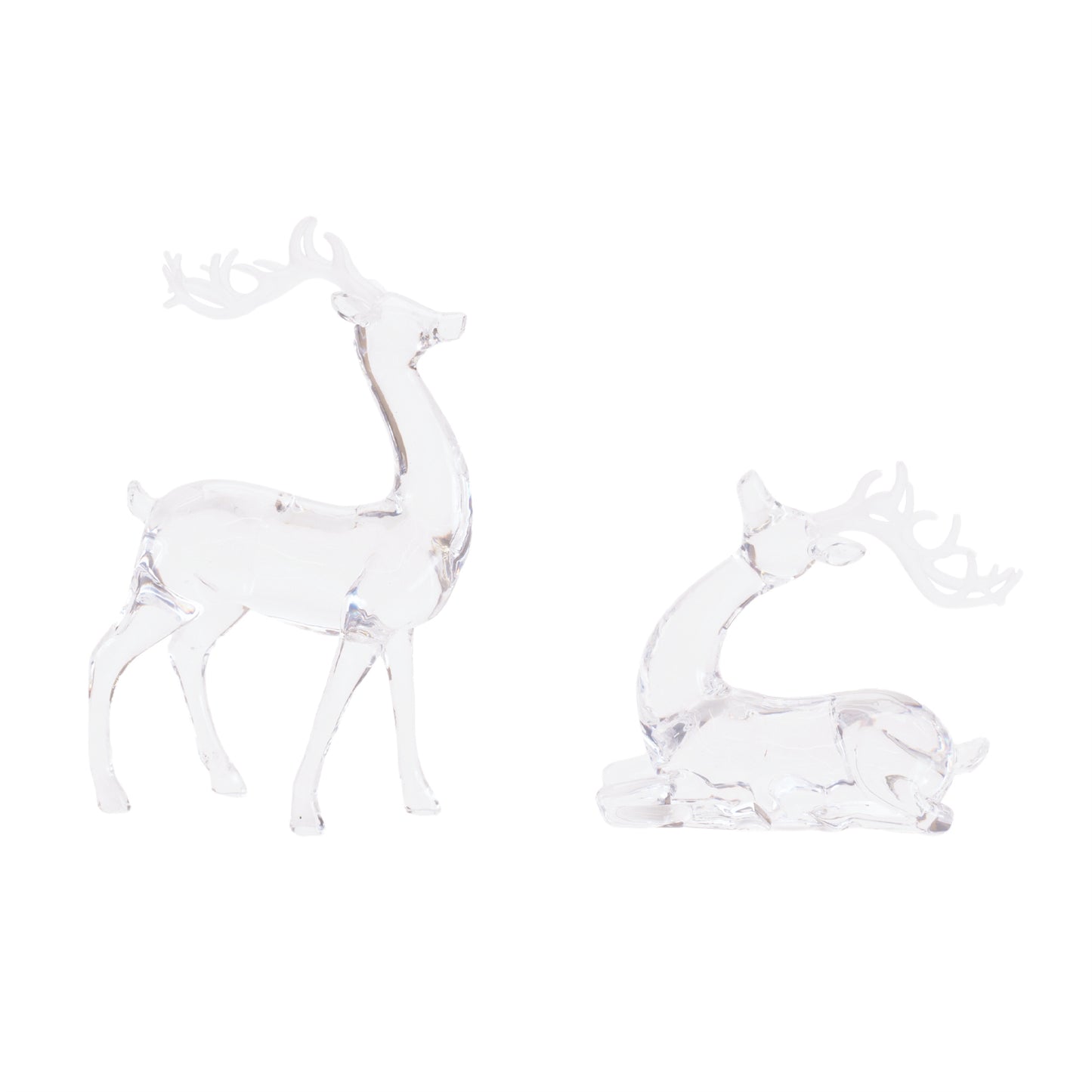 Clear Acrylic Deer Figurines (Set of 2)