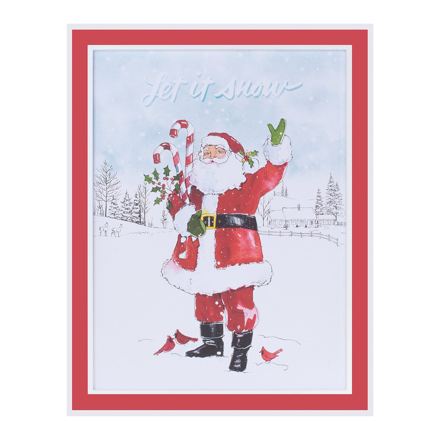Framed Santa “Let It Snow” Wall Art 20"H