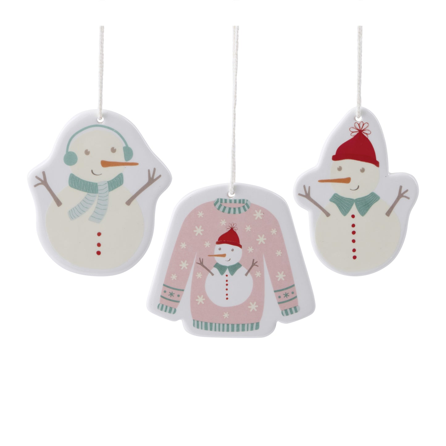 Ceramic Snowman Ornament (Set of 12)