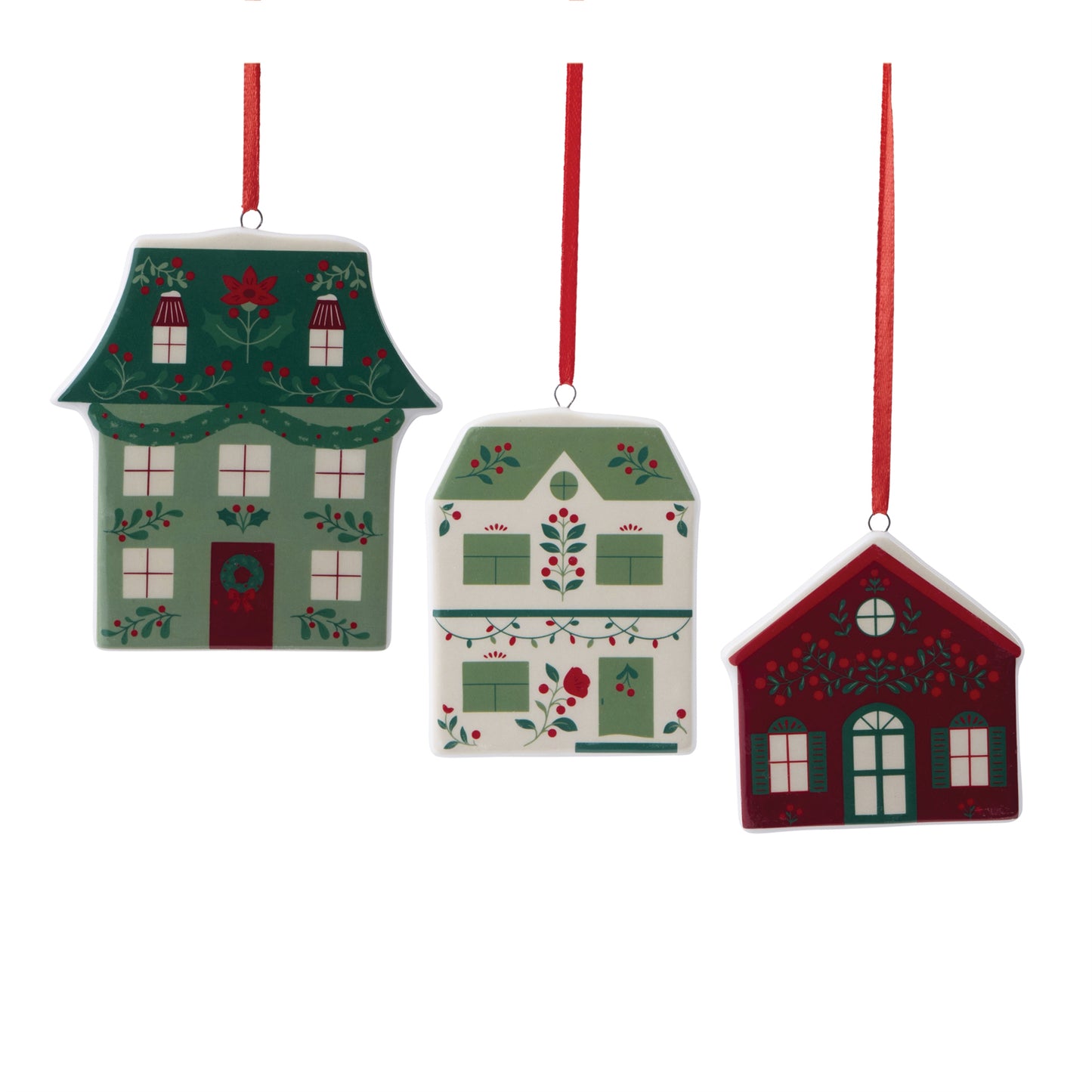 Ceramic House Ornament Assortment (Set of 9)