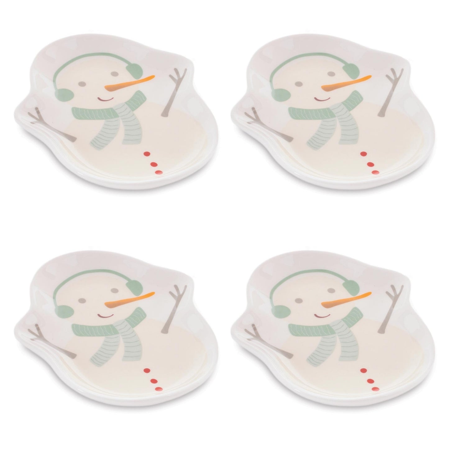 Ceramic Snowman Holiday Trinket Dish (Set of 4)