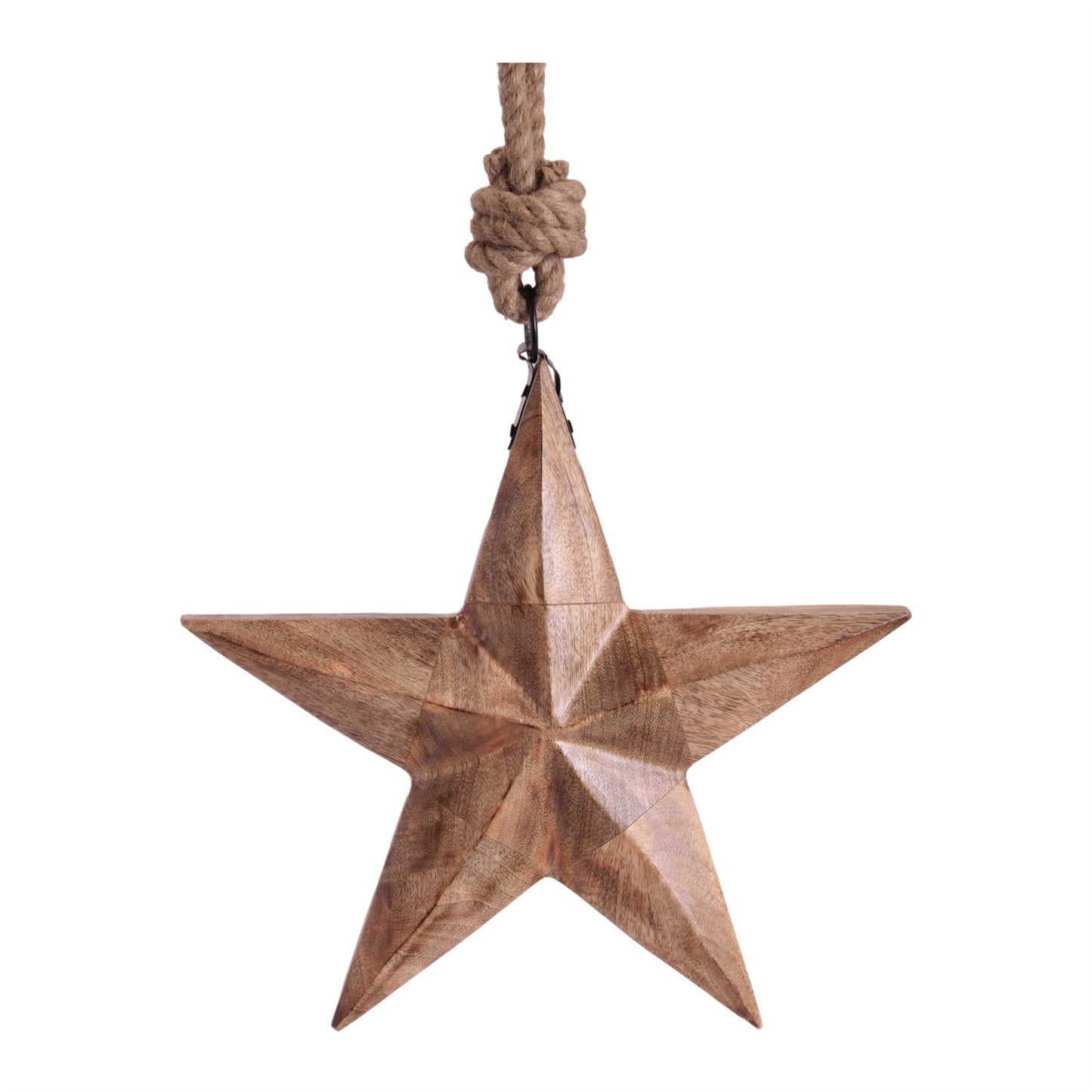 Wood and Jute Star Ornament 14.75"H