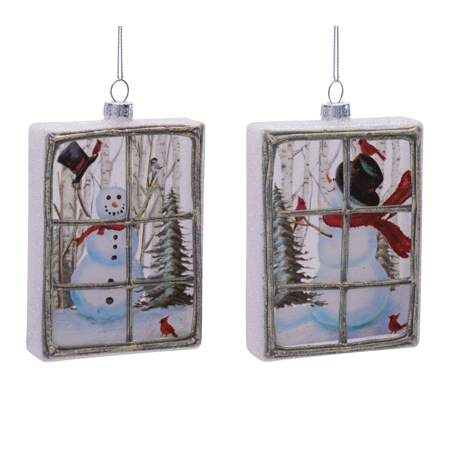 Glass Snowman Window Ornament (Set of 6)