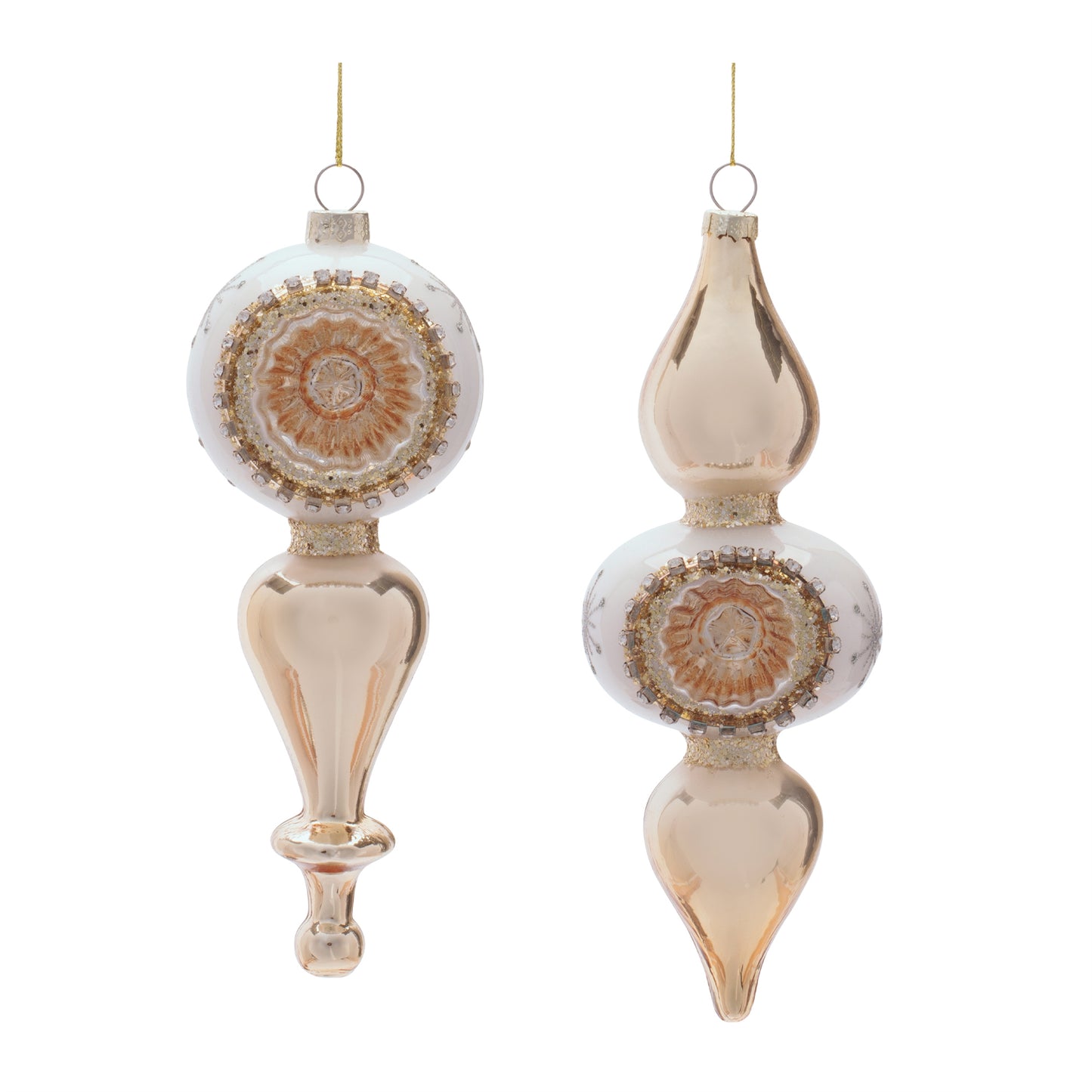 Glass Finial Reflector Ornament (Set of 12)