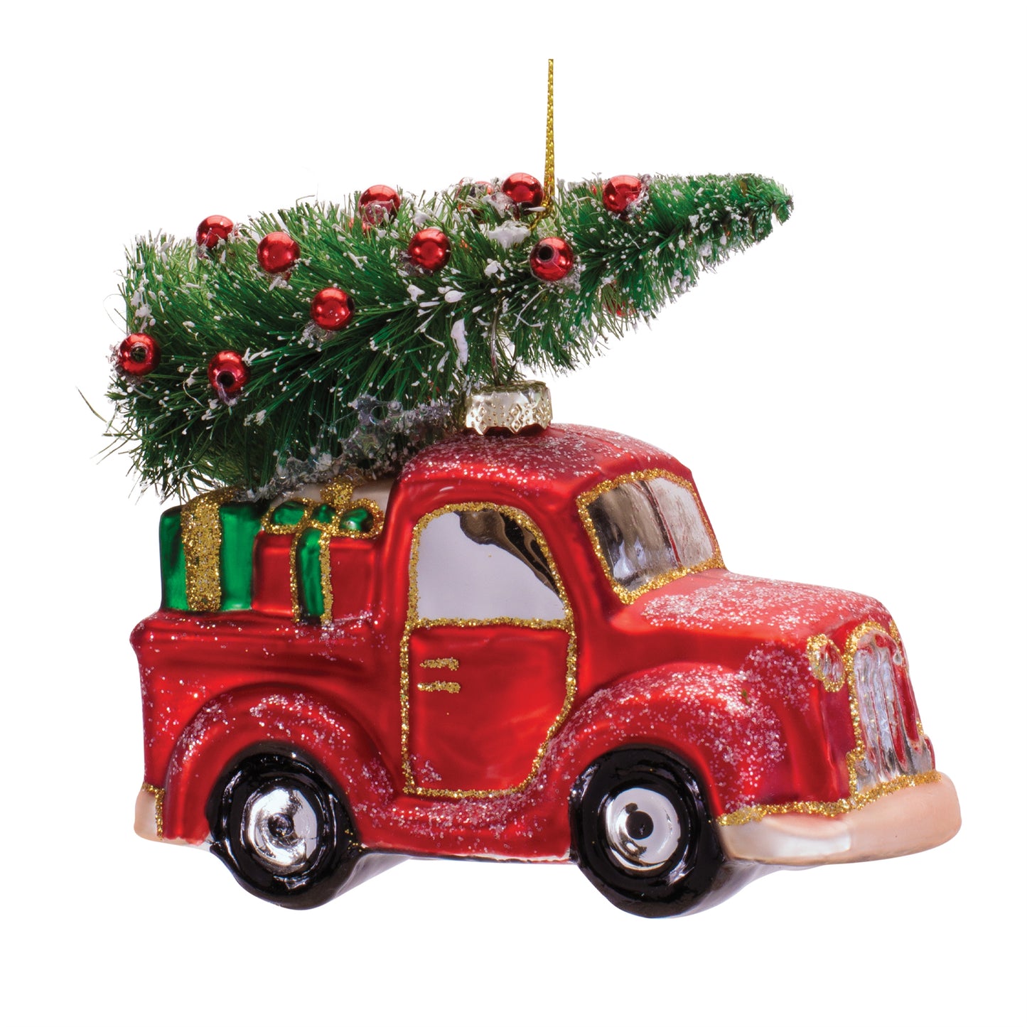 Glass Truck and Tree Ornament (Set of 12)