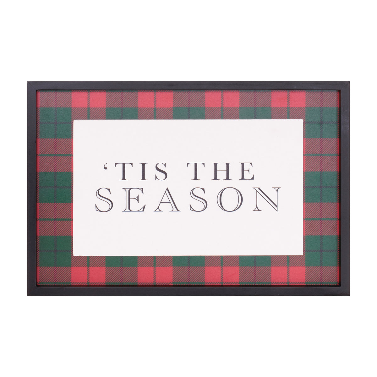 Framed Plaid Tis the Season Print 15.5"L