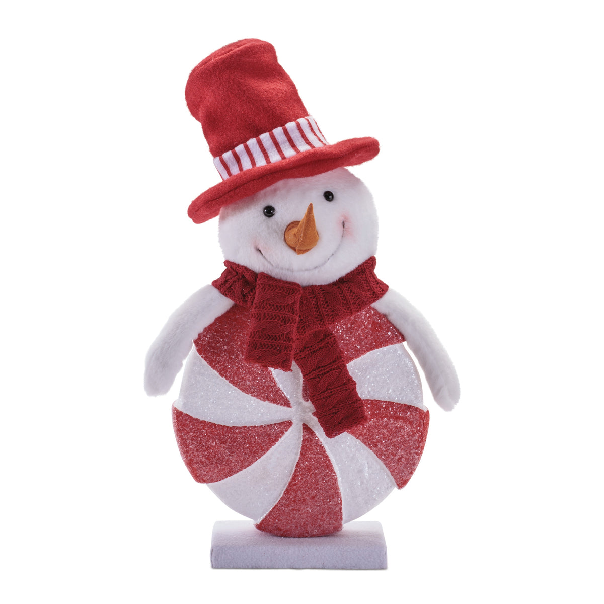 Peppermint Snowman Figurine with Red Hat