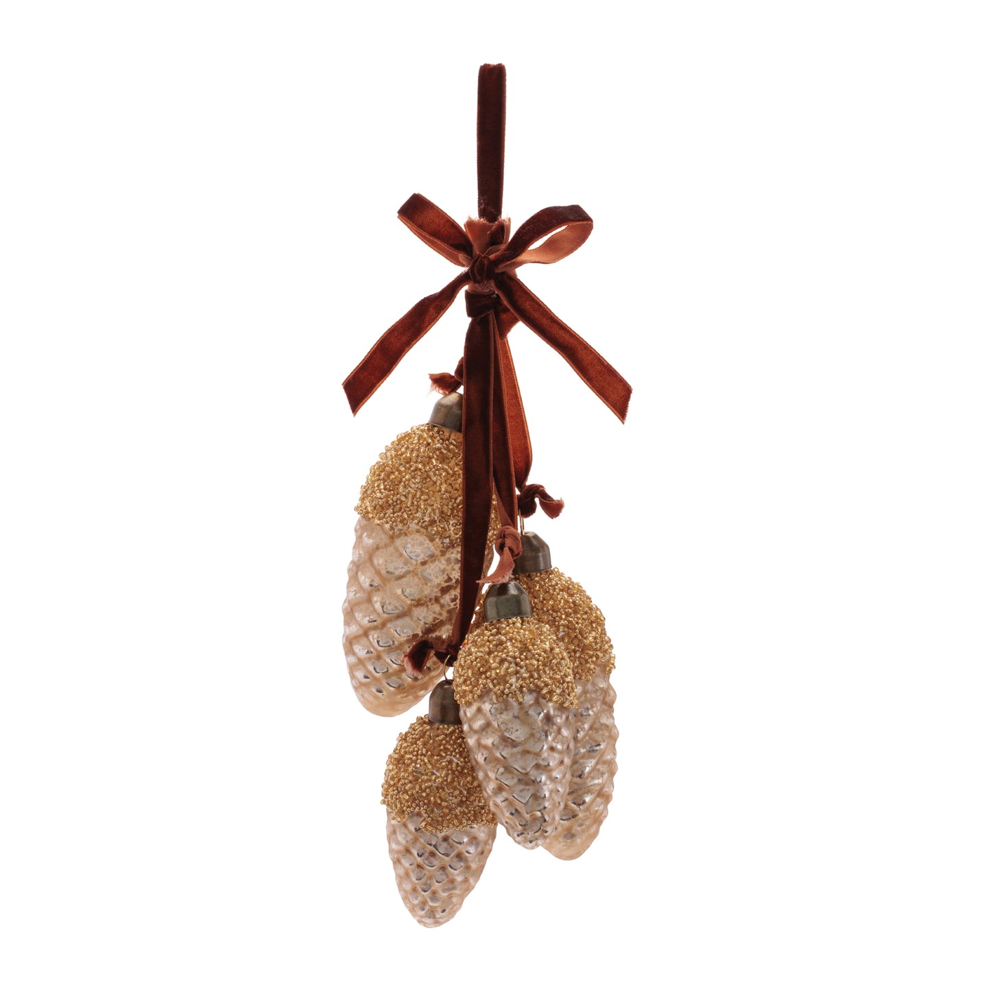 Glass Pine Cone Drop Ornaments (Set of 6)