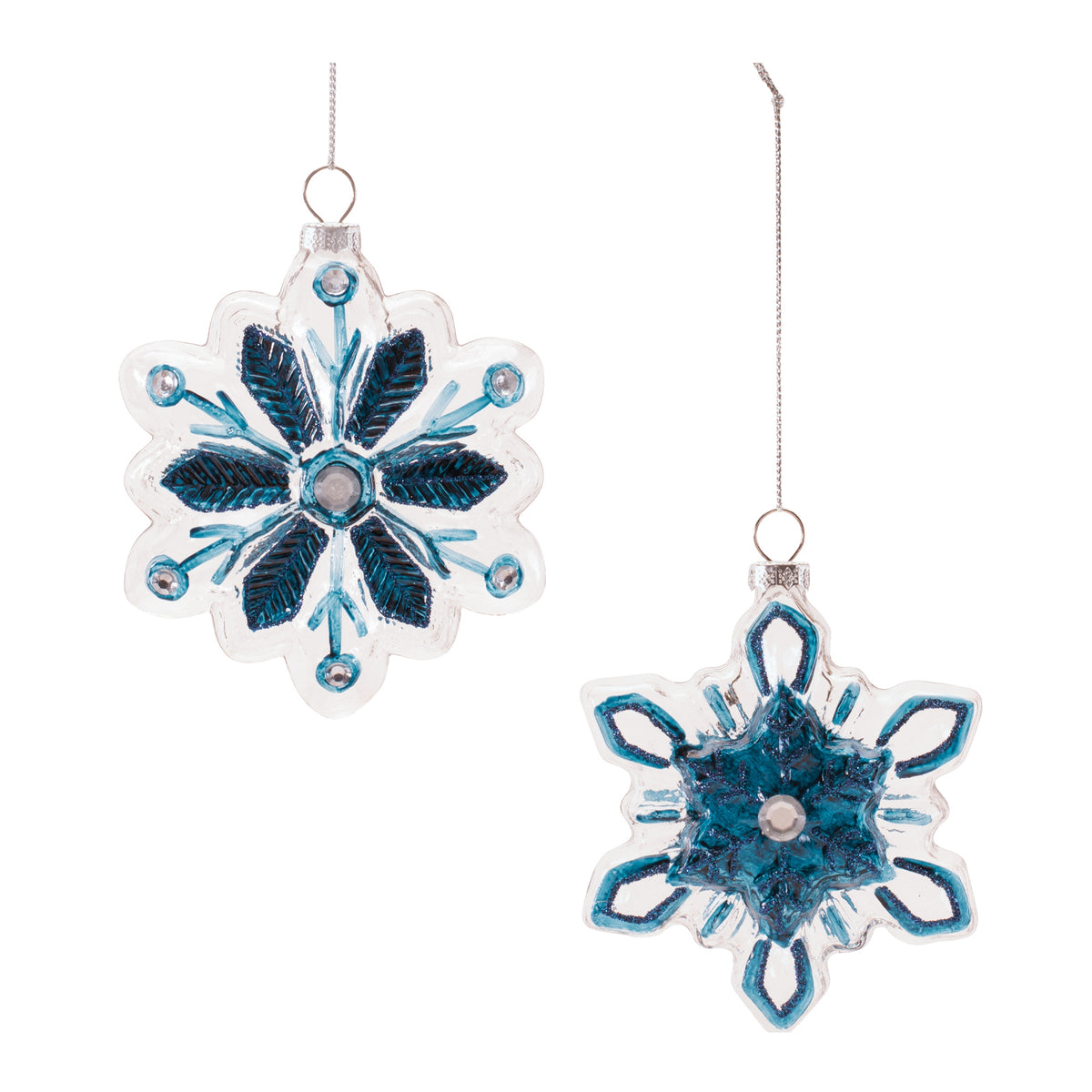 Glass Snowflake Ornaments (Set of 12)