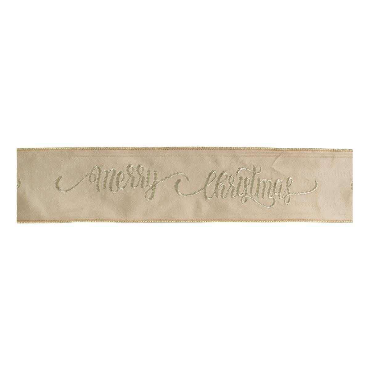 “Merry Christmas” Script Wired Ribbon 4" x 5 Yds.