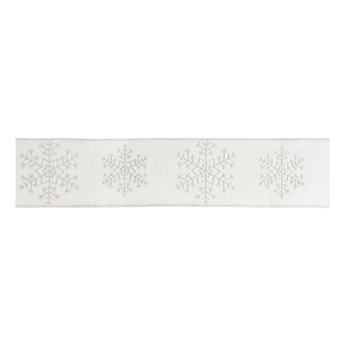 Glitter Snowflake Wired Ribbon 4" x 5 Yds.