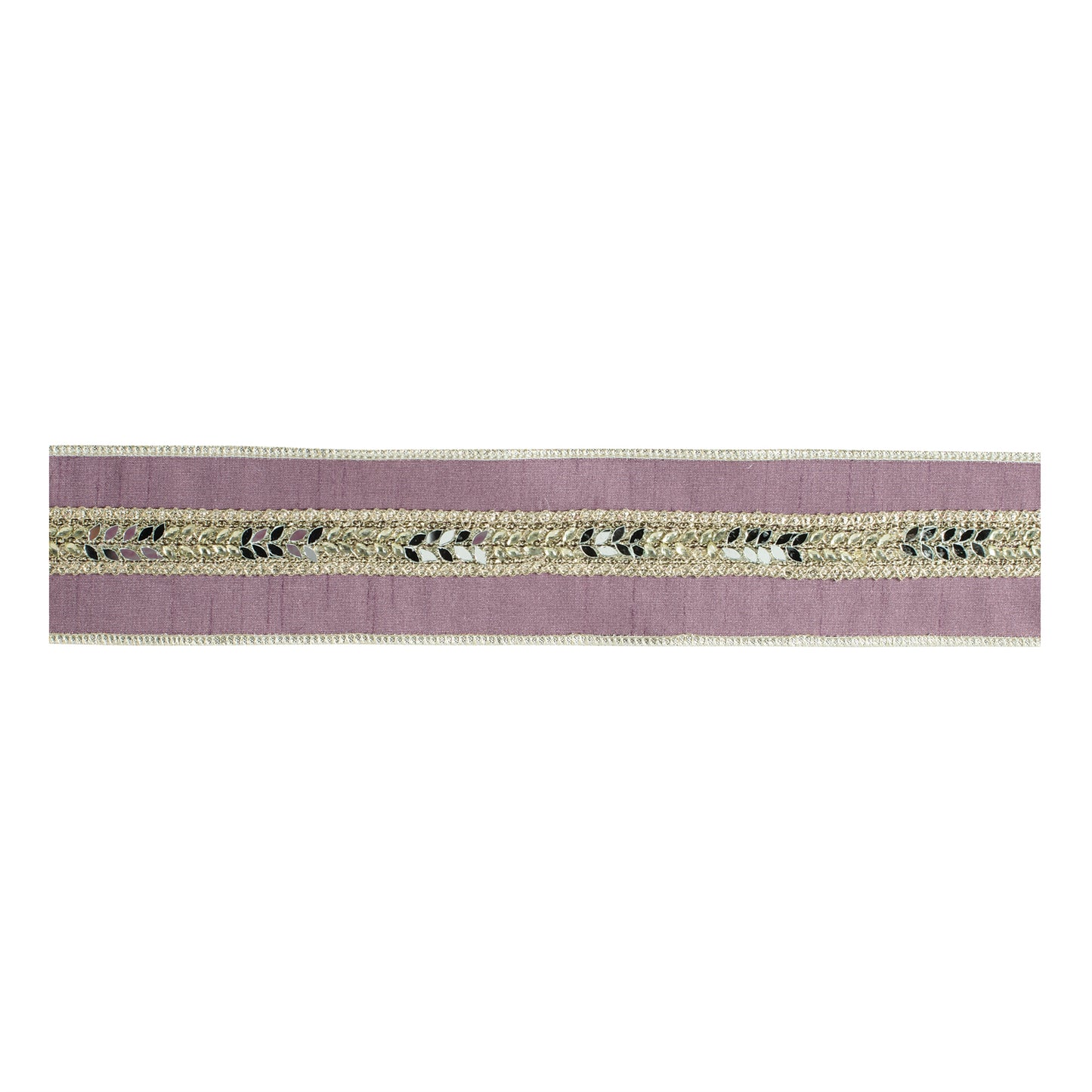 Leaf Embellished Ribbon with Metallic Trim 2.5" x 5 Yds.