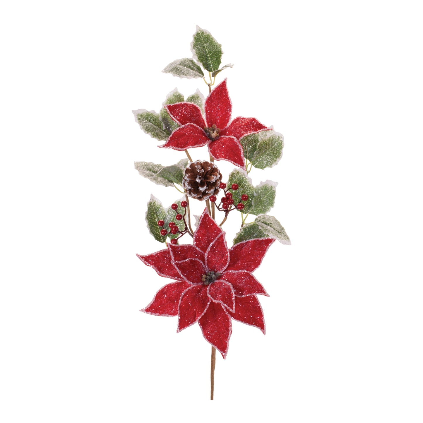 Poinsettia Floral and Holly Spray (Set of 2)