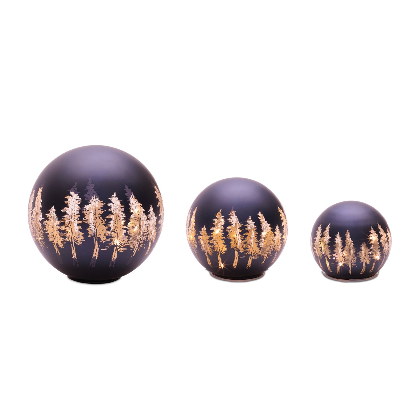 LED Frosted Pine Tree Globe (Set of 3)