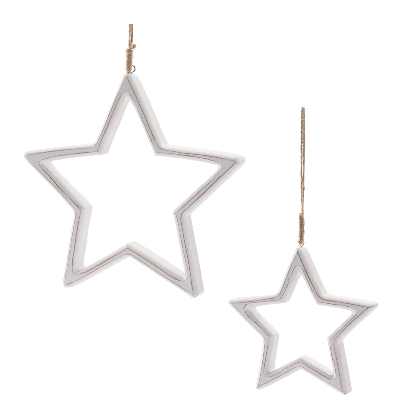 Carved Wooden Star Ornament (Set of 2)