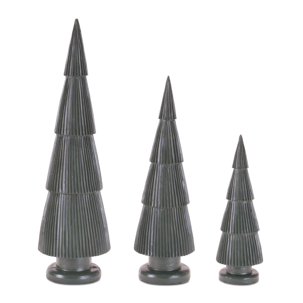 Green Ribbed Resin Christmas Tree (Set of 3)