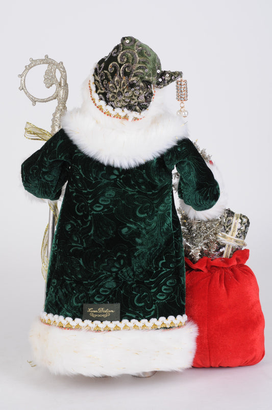 CC18-45 Lighted Sparkling Emerald Santa
