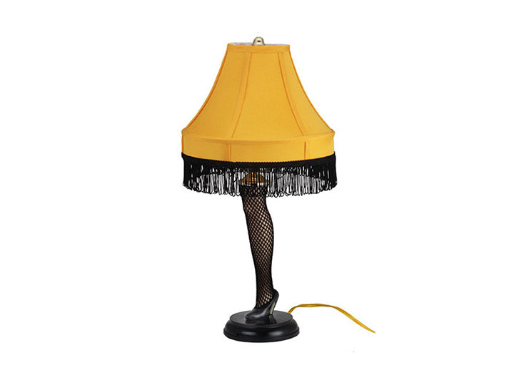 A lamp featuring a black and yellow shade, providing a striking contrast in color and design.