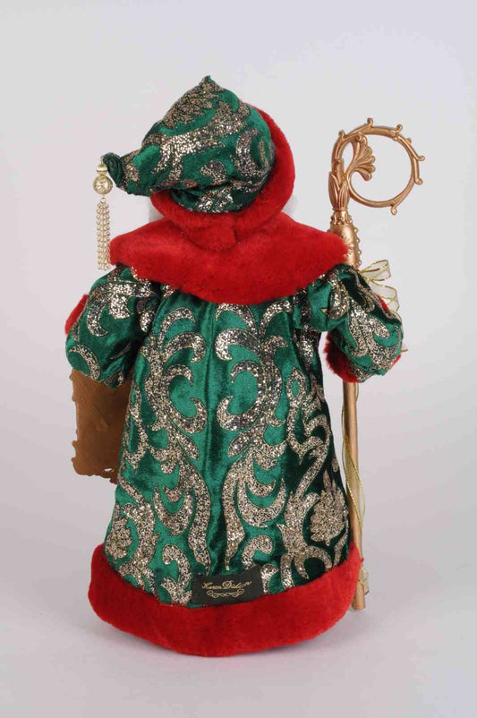 Karen Didion Originals Evergreen & Crimson Santa Figurine Luxurious Christmas Decor by A Coastal Christmas