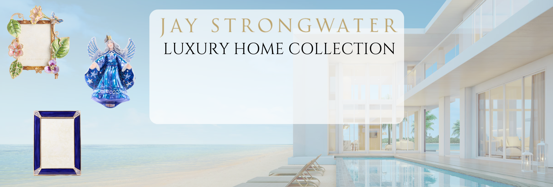 Luxury home collection by Jay Strongwater featuring elegant decorative frames and exquisite design elements.