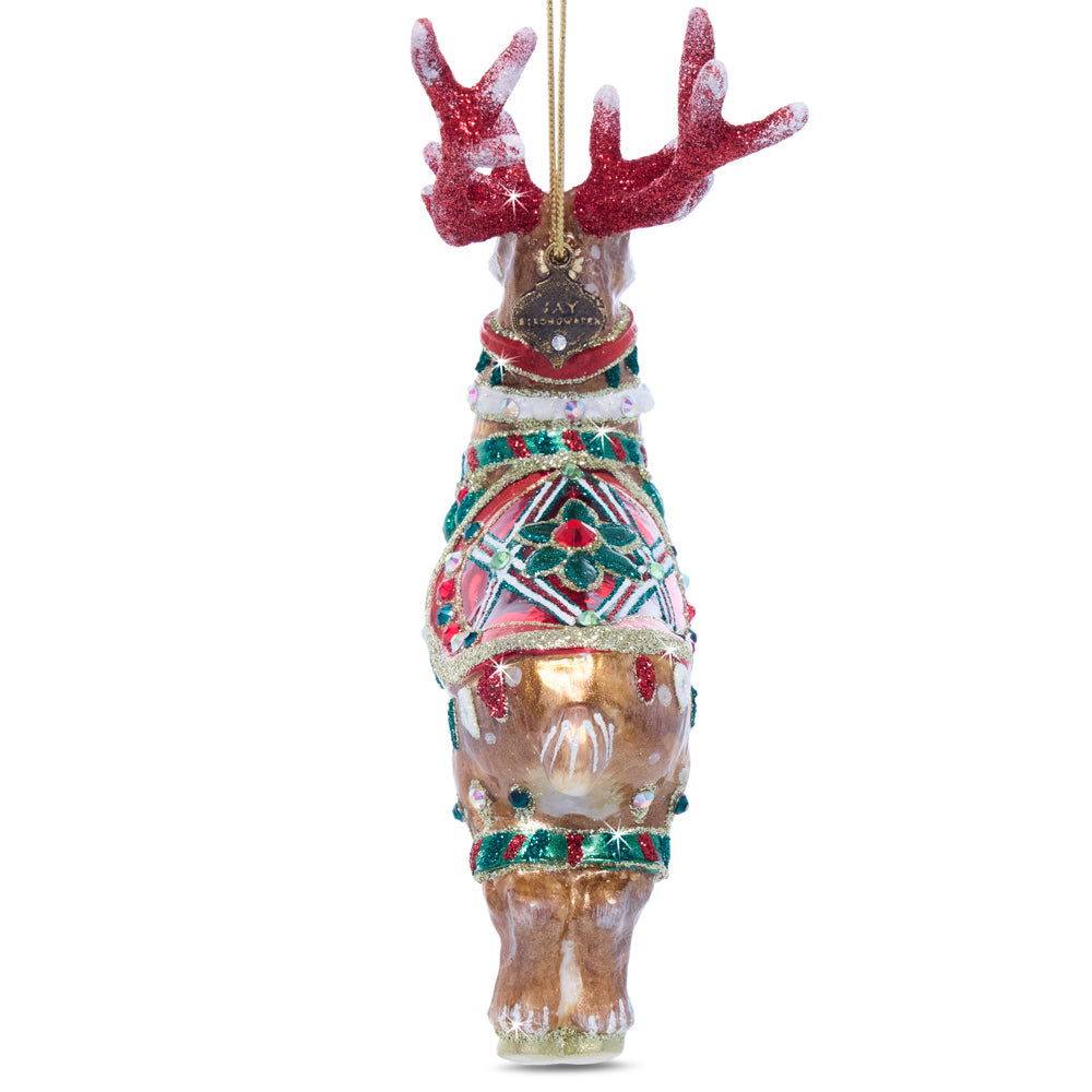 Comet Reindeer Glass Ornament