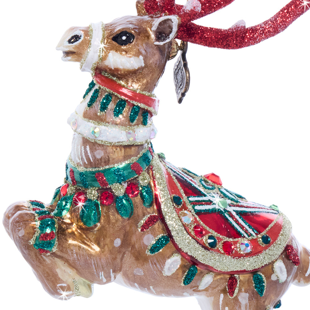 Comet Reindeer Glass Ornament