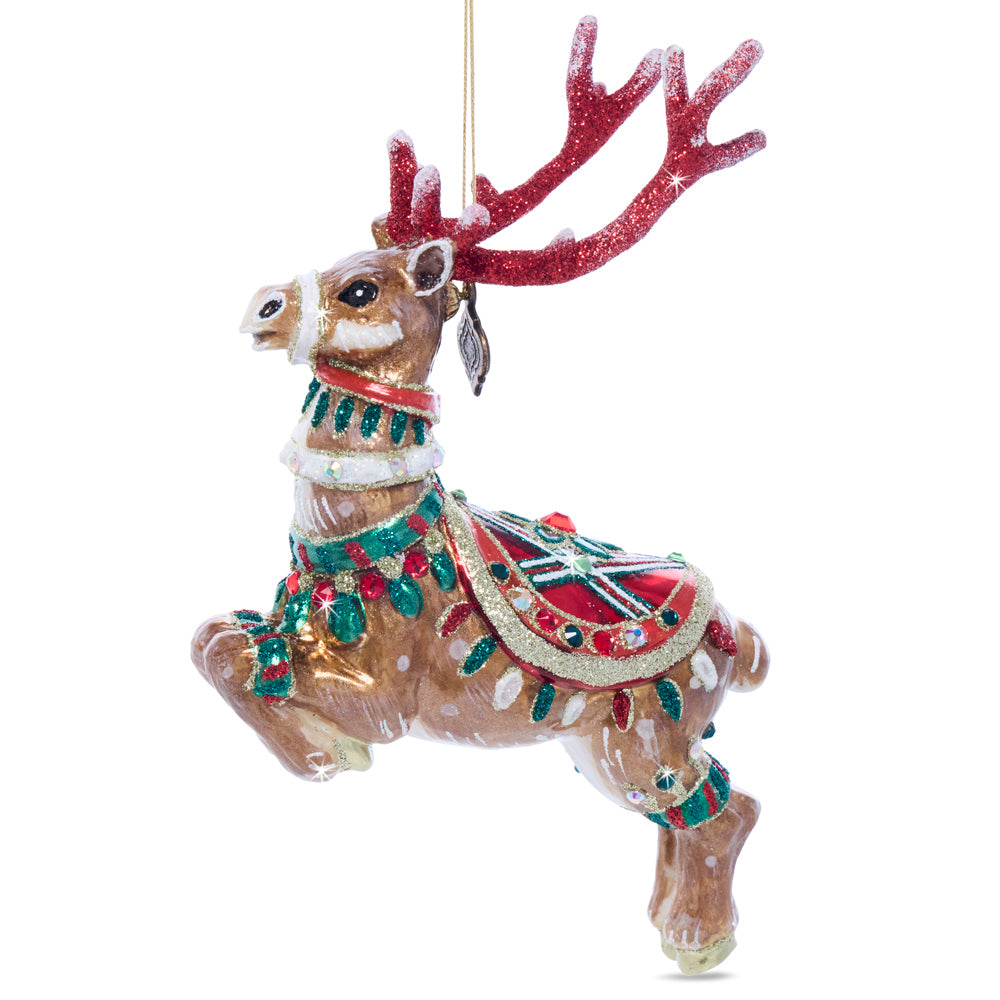 Comet Reindeer Glass Ornament